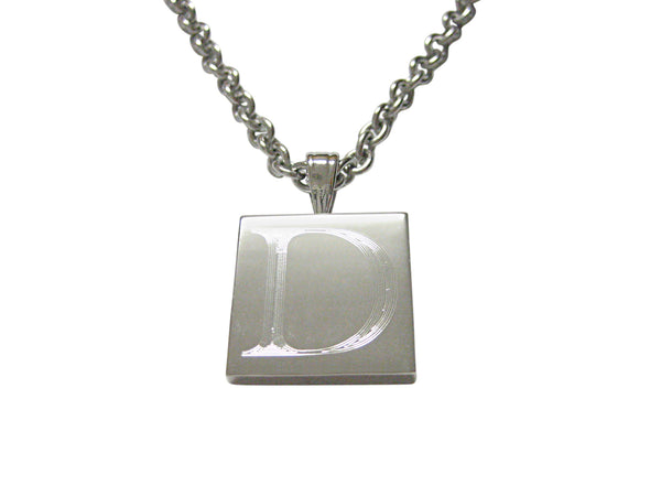 Letter D Etched Monogram Pendant Necklace