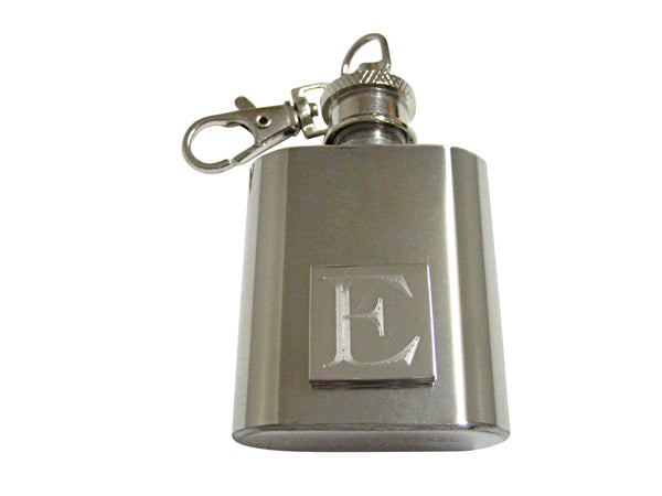 Letter E Etched Monogram 1 Oz. Stainless Steel Key Chain Flask