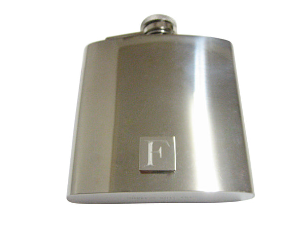 Letter F Etched Monogram 6 Oz. Stainless Steel Flask