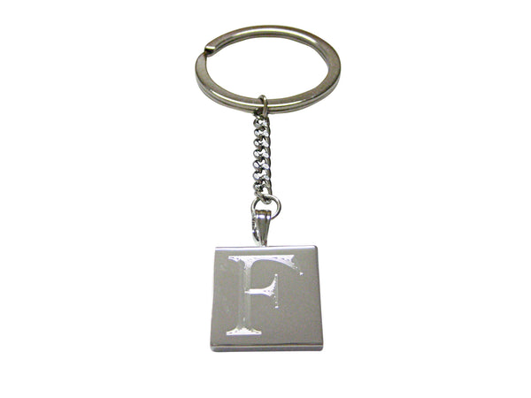 Letter F Etched Monogram Pendant Keychain