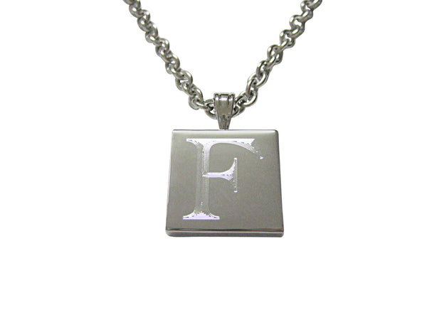 Letter F Etched Monogram Pendant Necklace