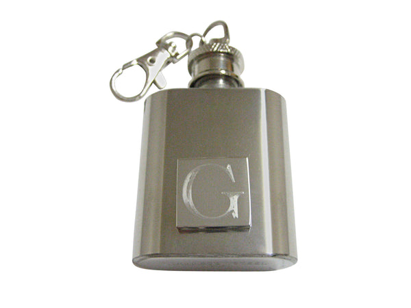 Letter G Etched Monogram 1 Oz. Stainless Steel Key Chain Flask