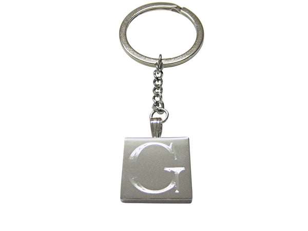 Letter G Etched Monogram Pendant Keychain