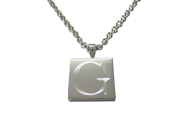 Letter G Etched Monogram Pendant Necklace