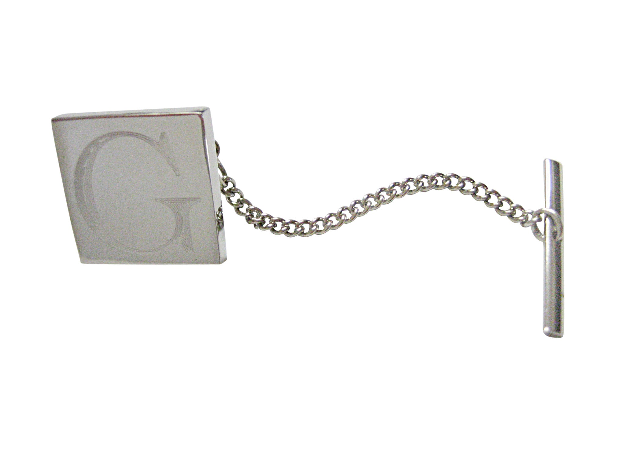 Letter G Etched Monogram Pendant Tie Tack