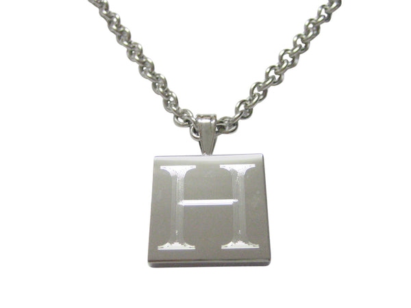 Letter H Etched Monogram Pendant Necklace