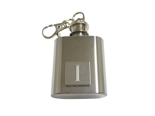 Letter I Etched Monogram 1 Oz. Stainless Steel Key Chain Flask