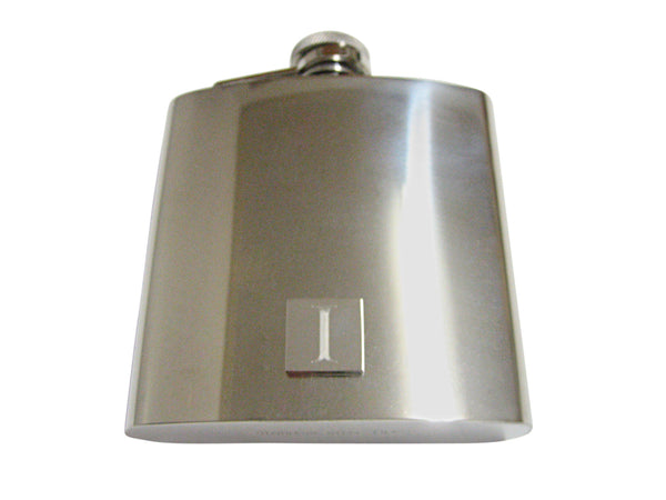 Letter I Etched Monogram 6 Oz. Stainless Steel Flask