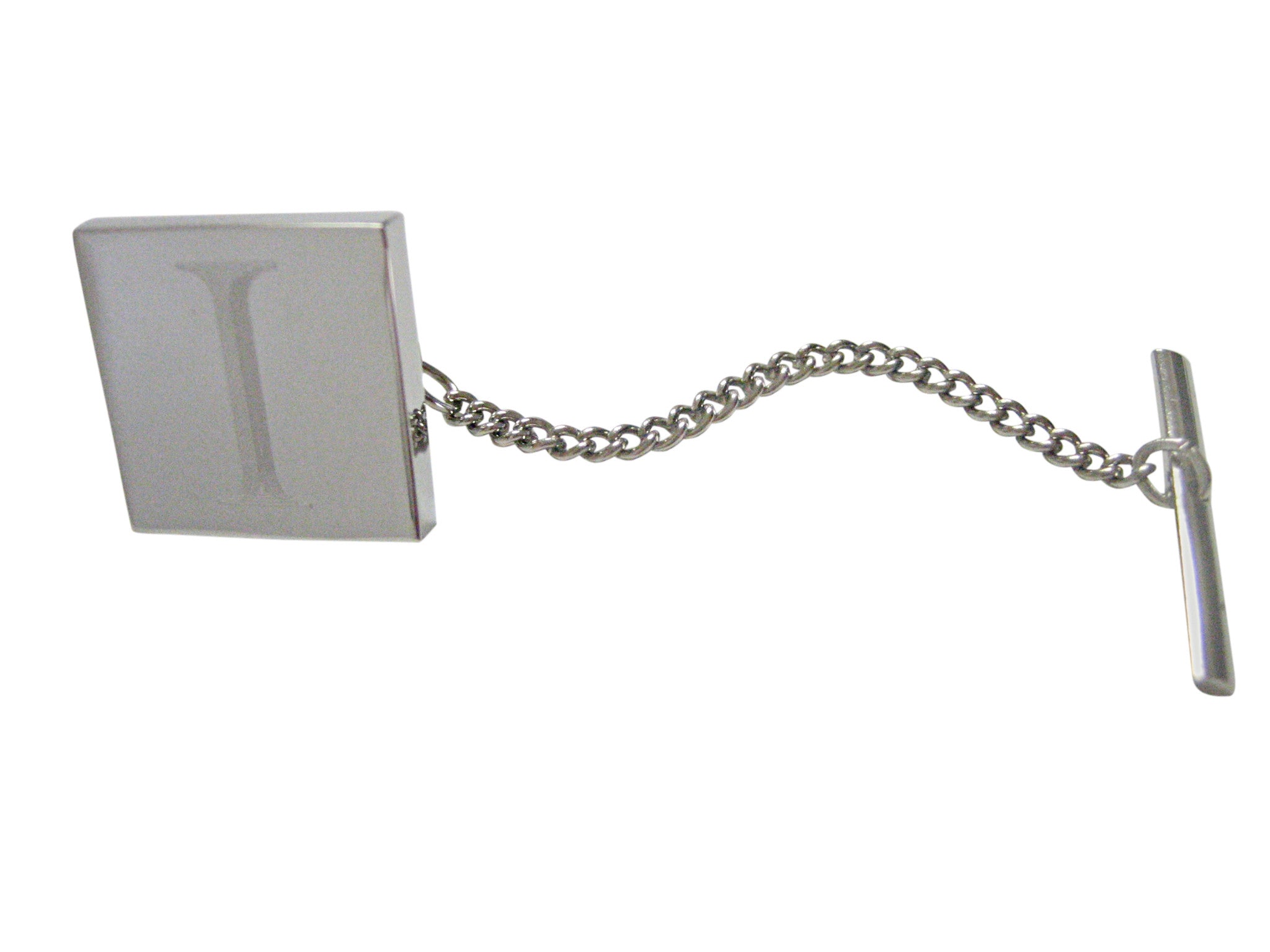 Letter I Etched Monogram Pendant Tie Tack
