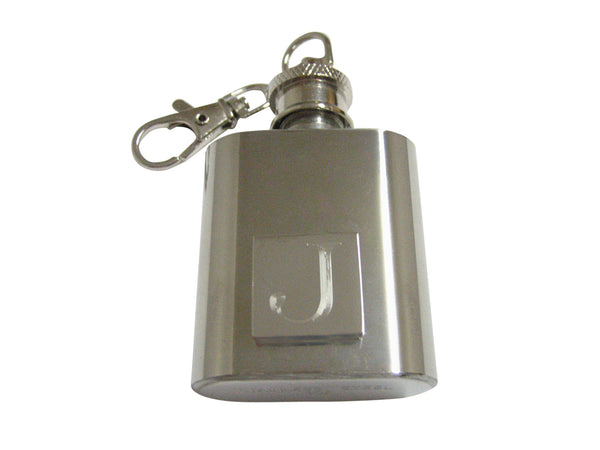 Letter J Etched Monogram 1 Oz. Stainless Steel Key Chain Flask