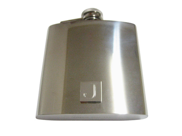 Letter J Etched Monogram 6 Oz. Stainless Steel Flask