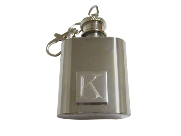 Letter K Etched Monogram 1 Oz. Stainless Steel Key Chain Flask