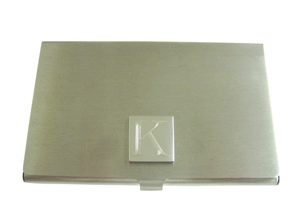 Letter K Etched Monogram Business Card Holder