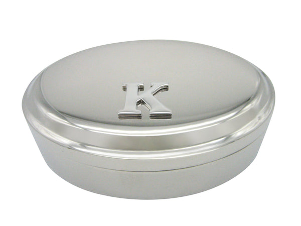 Letter K Monogram Pendant Oval Trinket Jewelry Box