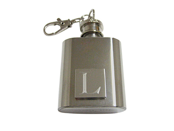 Letter L Etched Monogram 1 Oz. Stainless Steel Key Chain Flask