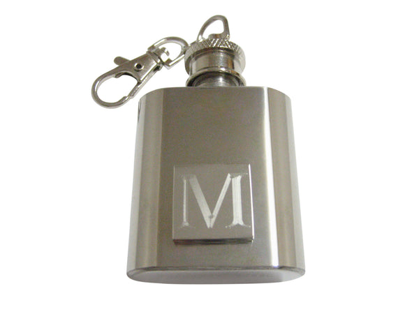 Letter M Etched Monogram 1 Oz. Stainless Steel Key Chain Flask