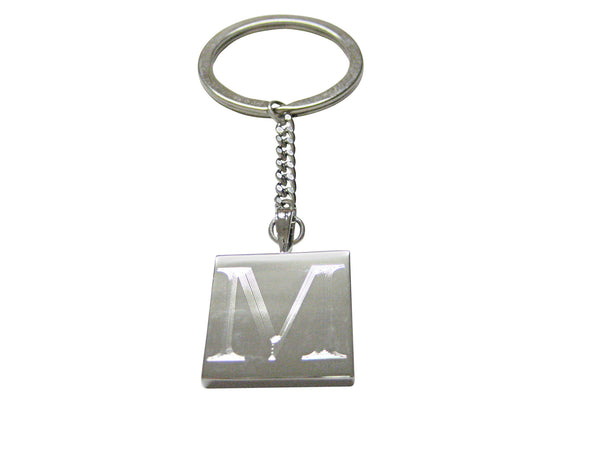 Letter M Etched Monogram Pendant Keychain