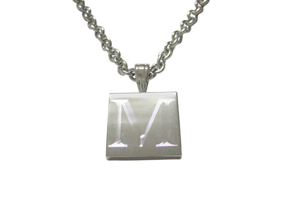 Letter M Etched Monogram Pendant Necklace
