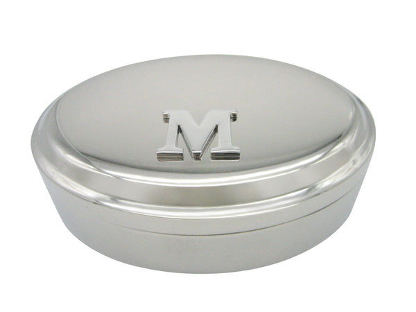 Letter M Monogram Pendant Oval Trinket Jewelry Box