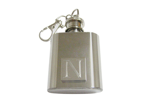 Letter N Etched Monogram 1 Oz. Stainless Steel Key Chain Flask