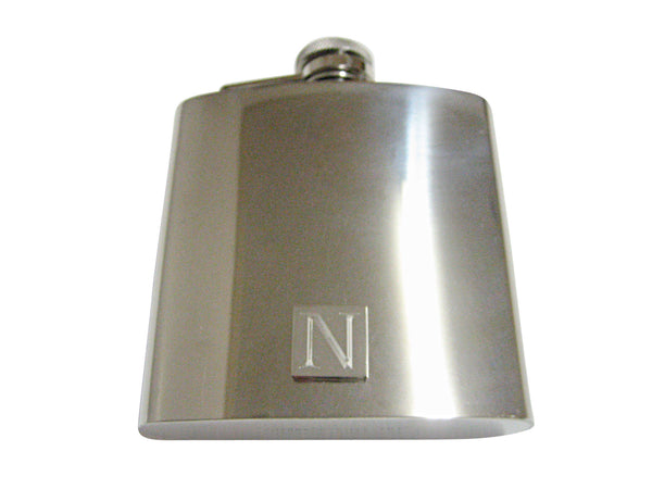 Letter N Etched Monogram 6 Oz. Stainless Steel Flask