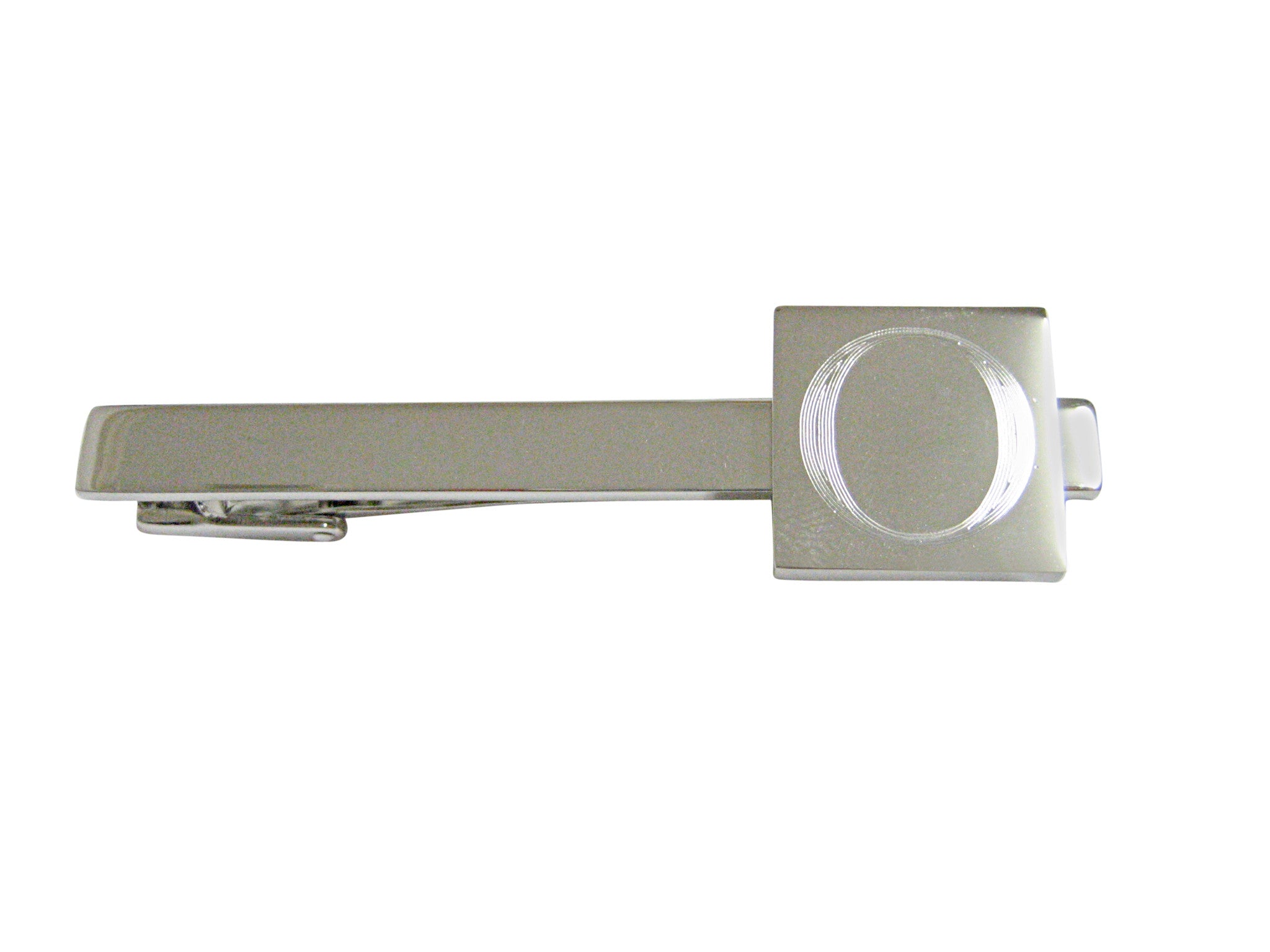 Letter O Etched Monogram Square Tie Clip