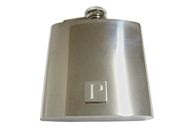 Letter P Etched Monogram 6 Oz. Stainless Steel Flask