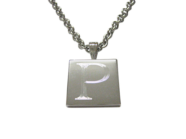 Letter P Etched Monogram Pendant Necklace