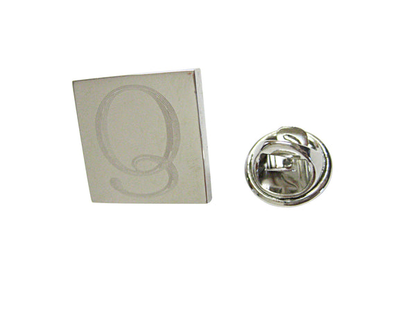 Letter Q Etched Monogram Pendant Lapel Pin