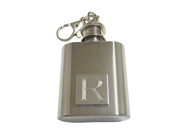 Letter R Etched Monogram 1 Oz. Stainless Steel Key Chain Flask
