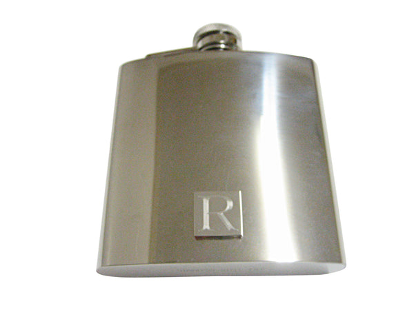 Letter R Etched Monogram 6 Oz. Stainless Steel Flask