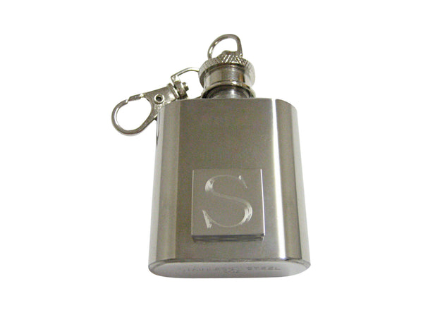 Letter S Etched Monogram 1 Oz. Stainless Steel Key Chain Flask