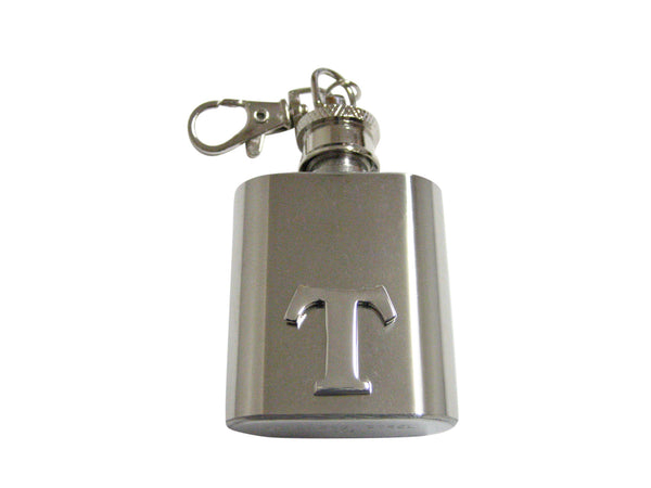 Letter T Monogram 1 Oz. Stainless Steel Key Chain Flask