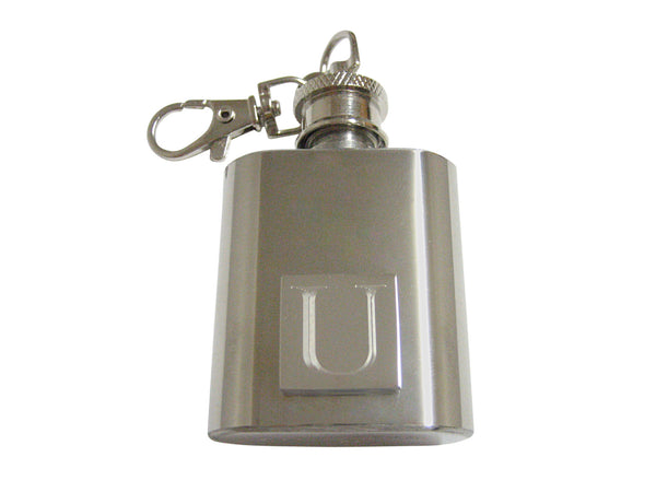 Letter U Etched Monogram 1 Oz. Stainless Steel Key Chain Flask