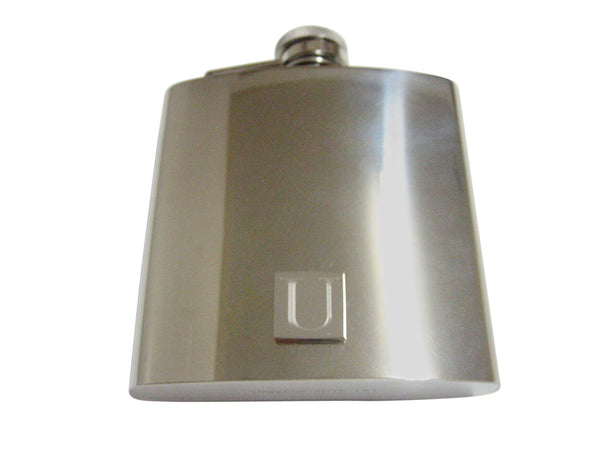 Letter U Etched Monogram 6 Oz. Stainless Steel Flask