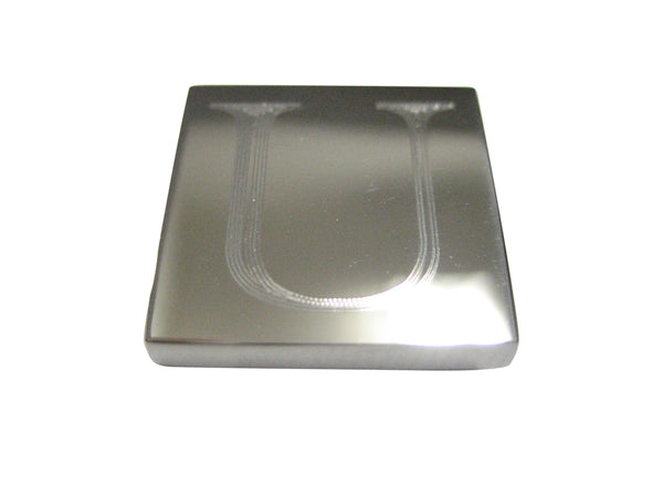 Letter U Etched Monogram Magnet