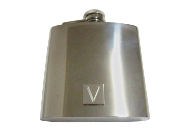 Letter V Etched Monogram 6 Oz. Stainless Steel Flask