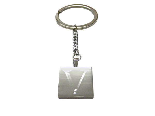Letter V Etched Monogram Pendant Keychain