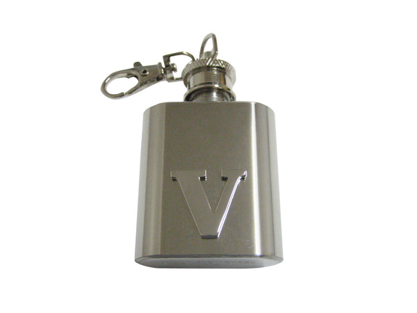 Letter V Monogram 1 Oz. Stainless Steel Key Chain Flask