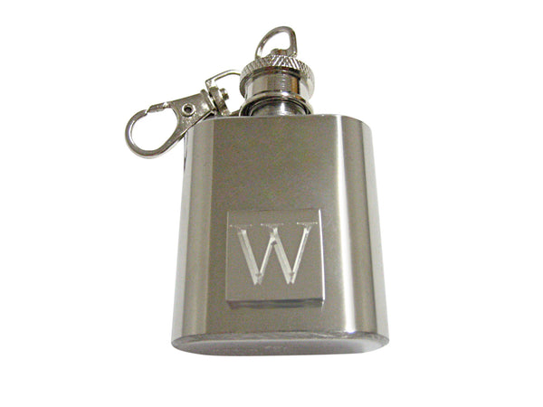 Letter W Etched Monogram 1 Oz. Stainless Steel Key Chain Flask