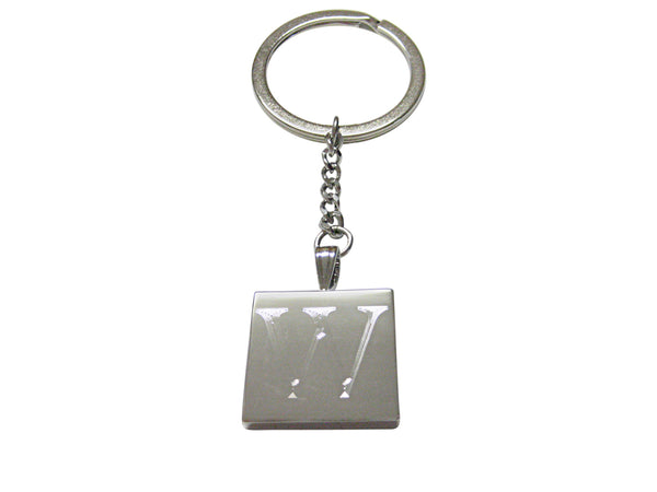 Letter W Etched Monogram Pendant Keychain