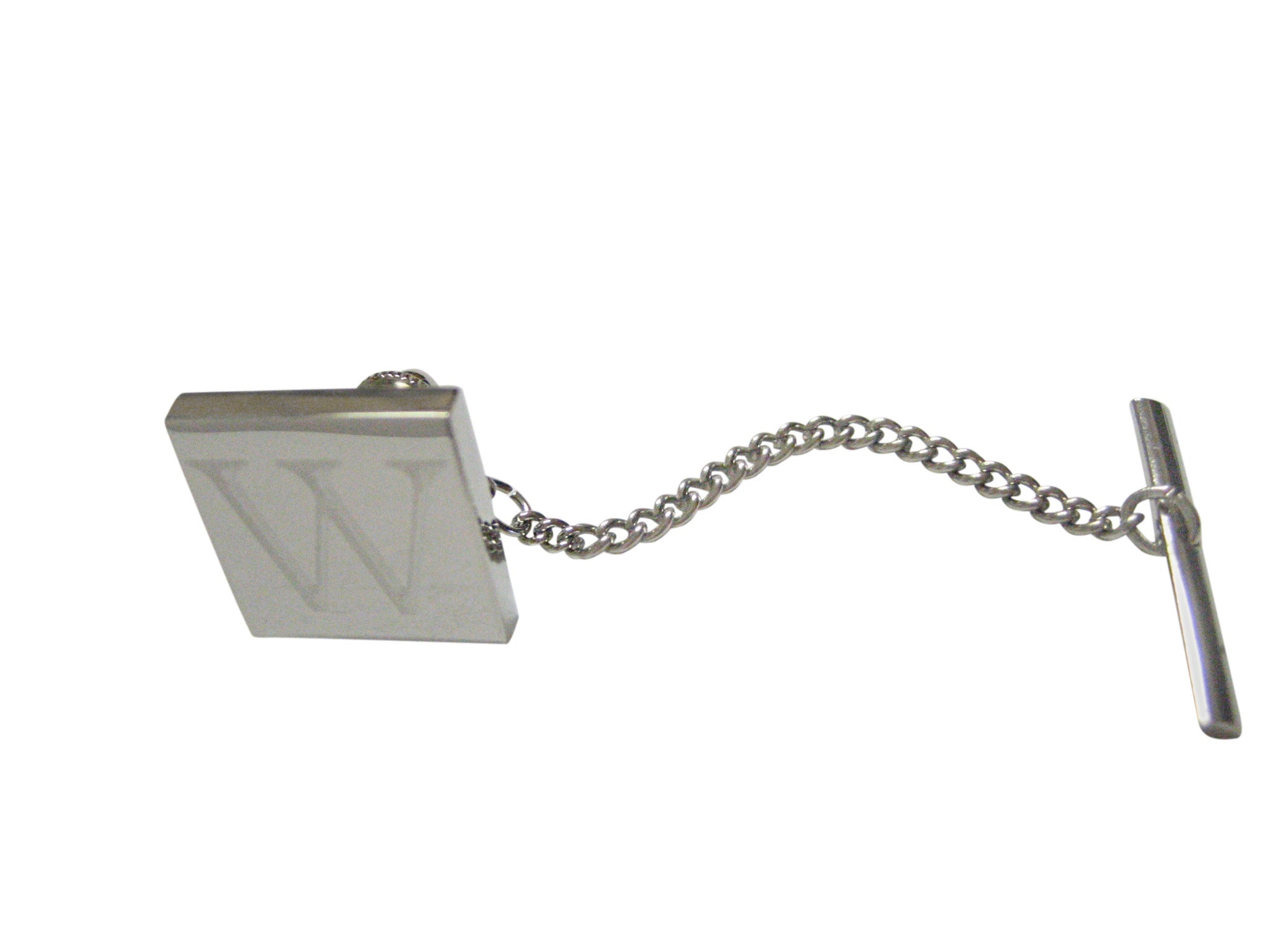 Letter W Etched Monogram Pendant Tie Tack