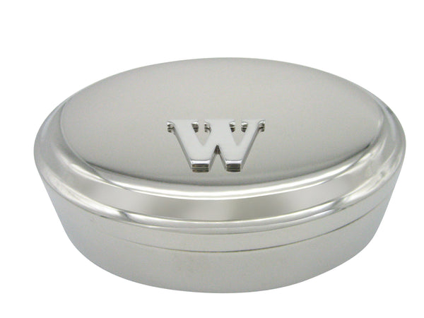 Letter W Monogram Pendant Oval Trinket Jewelry Box