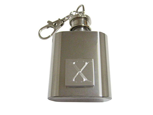 Letter X Etched Monogram 1 Oz. Stainless Steel Key Chain Flask