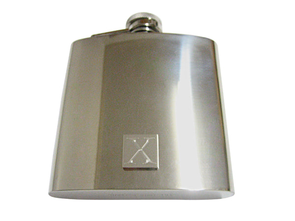 Letter X Etched Monogram 6 Oz. Stainless Steel Flask