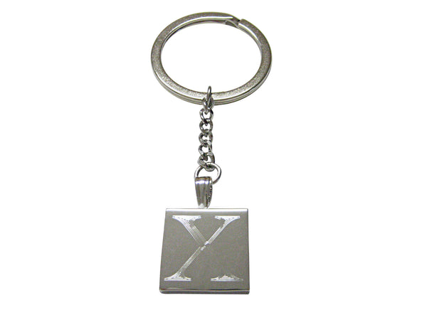 Letter X Etched Monogram Pendant Keychain