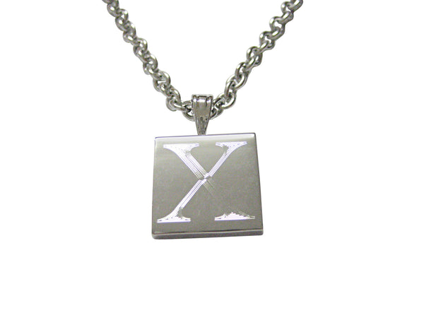Letter X Etched Monogram Pendant Necklace