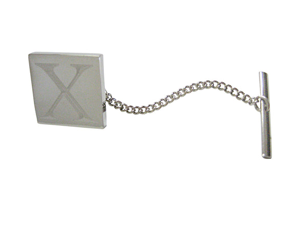 Letter X Etched Monogram Pendant Tie Tack