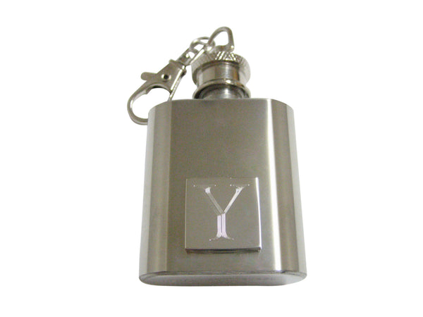 Letter Y Etched Monogram 1 Oz. Stainless Steel Key Chain Flask