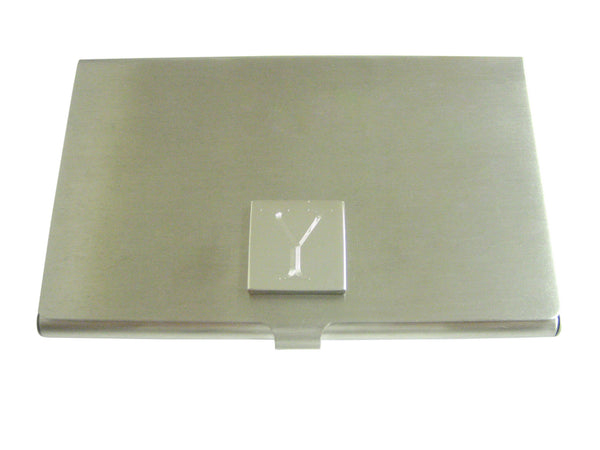 Letter Y Etched Monogram Business Card Holder